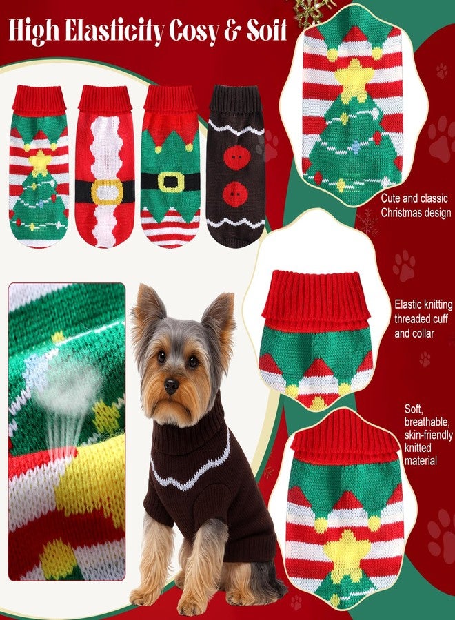 مجموعة أزياء عيد الميلاد للكلاب من SilTriangle، 8 قطع، تتضمن كنزات وعصابة رأس، ملابس شتوية محبوكة، ملابس عيد الميلاد، طوق شعر قابل للتعديل، إكسسوارات أزياء الحيوانات الأليفة (كبير) - Image 3